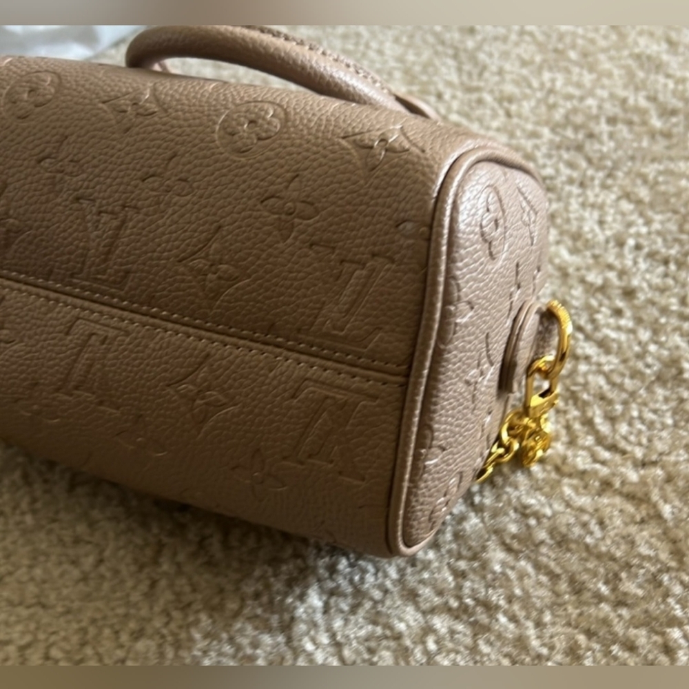 Cross-Body Taupe Satchel with Gold Accents - Picture 7 of 13